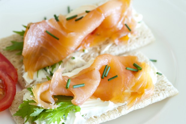 salmon on crispbread